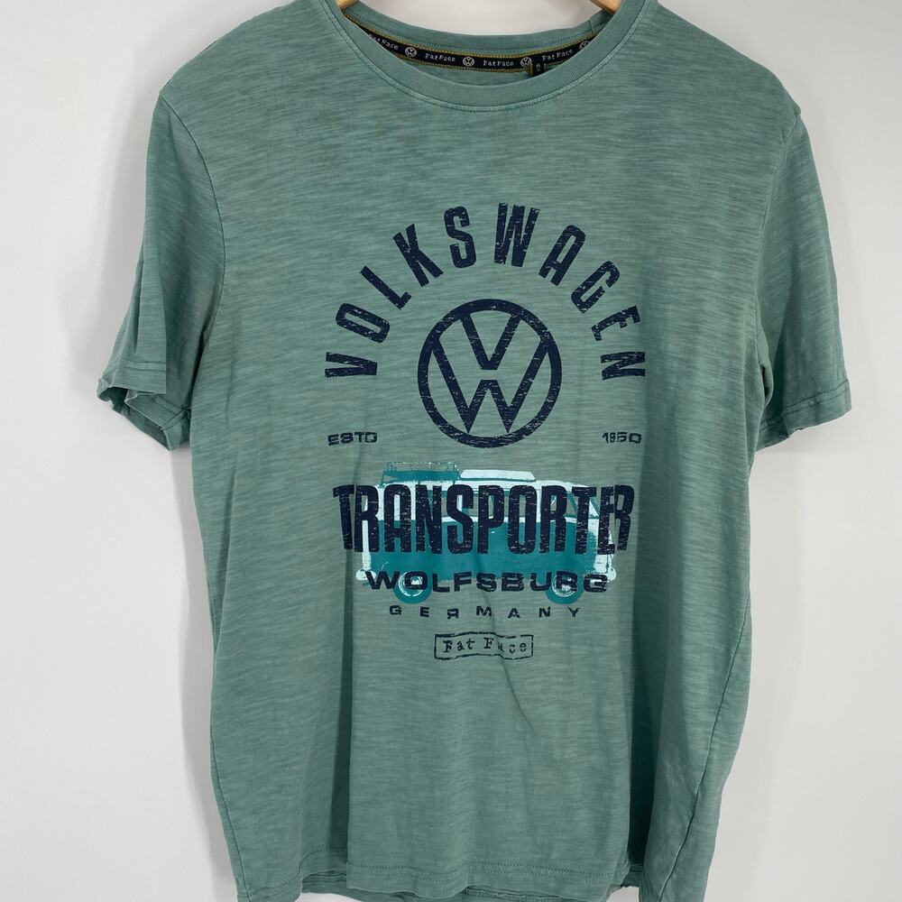 Fat Face Top Men’s Medium Green Volkswagen Logo Print Rustic Retro‎